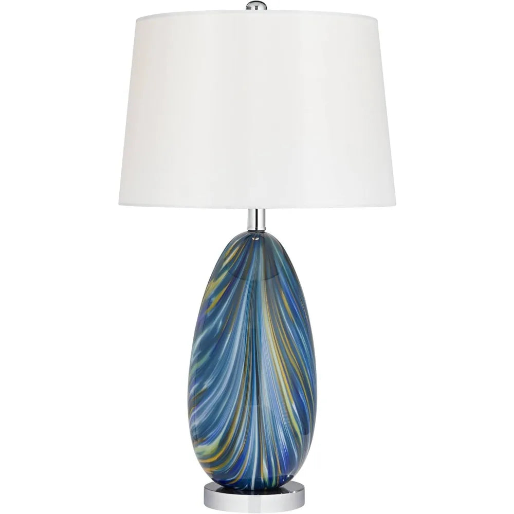 Table Lamp Swirling Blue Glass Livingroom/Bedroom
