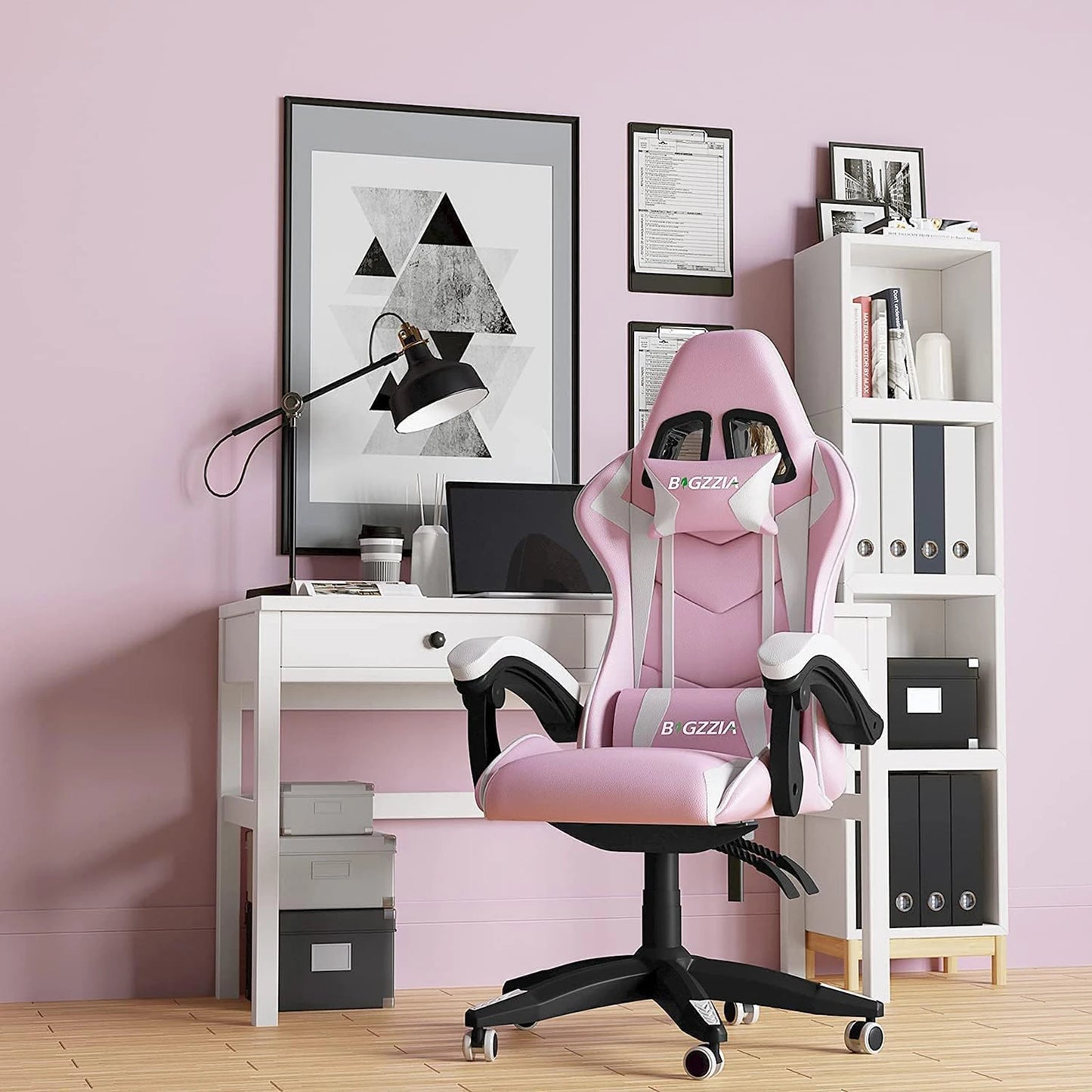 Gaming Chair Ergonomic Lumbar Cushion Headrest Adjustable