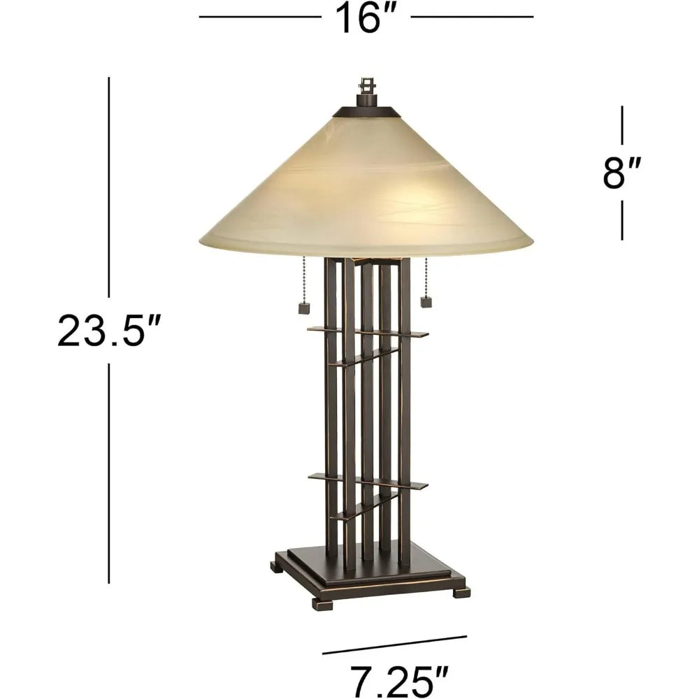 Accent Table Lamp, Bronze, Cone Glass Shade