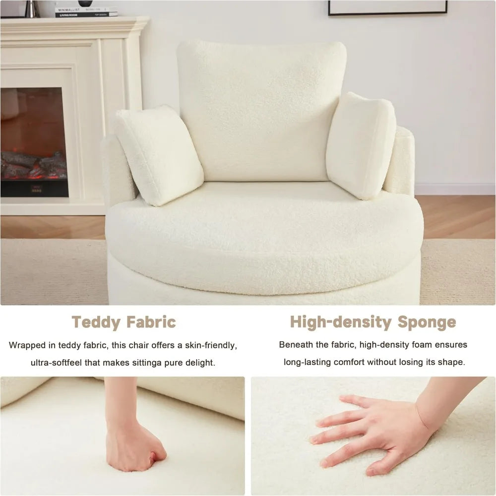 Swivel Chair Storage Round Oversized 3 Pillows