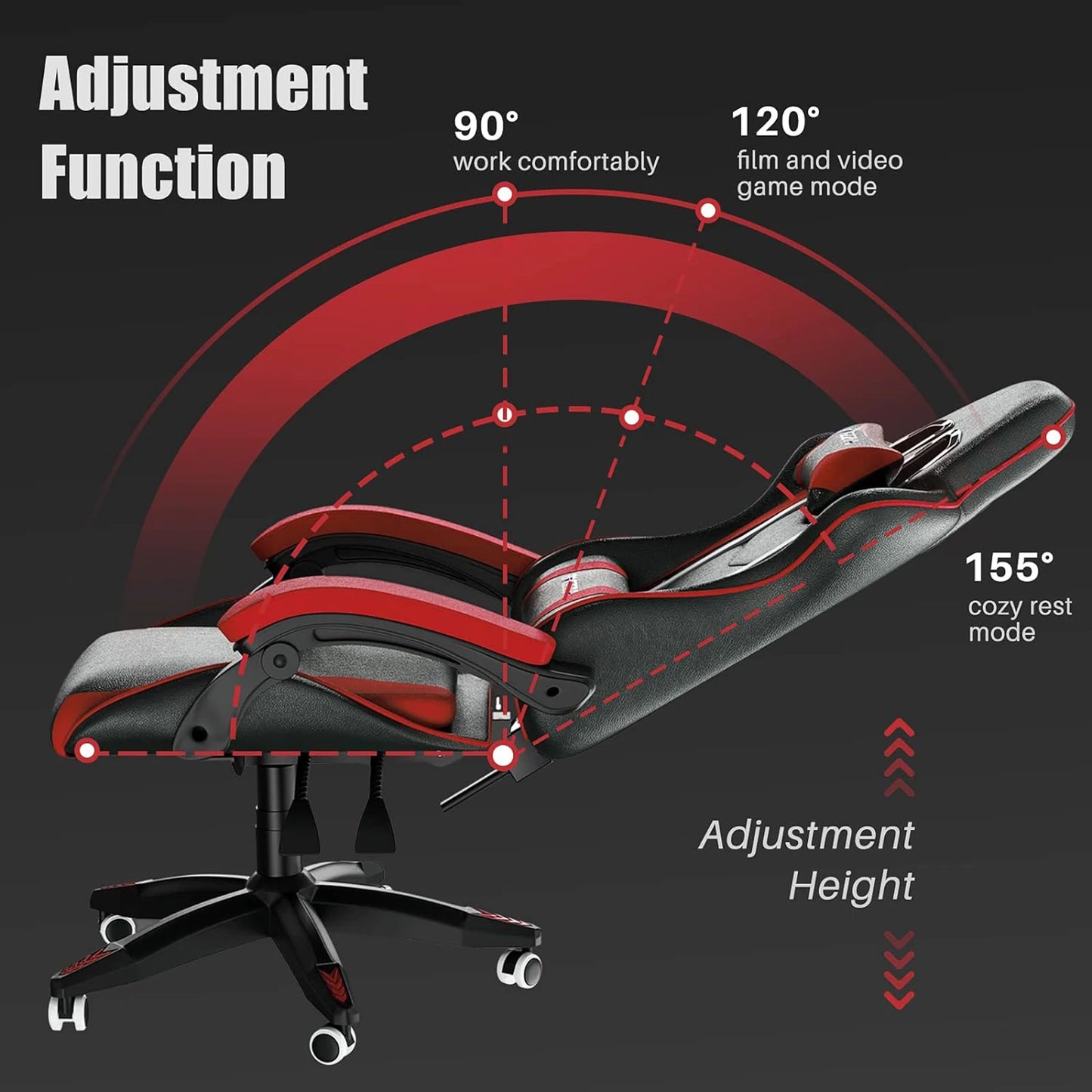 Gaming Chair Ergonomic Lumbar Cushion Headrest Adjustable