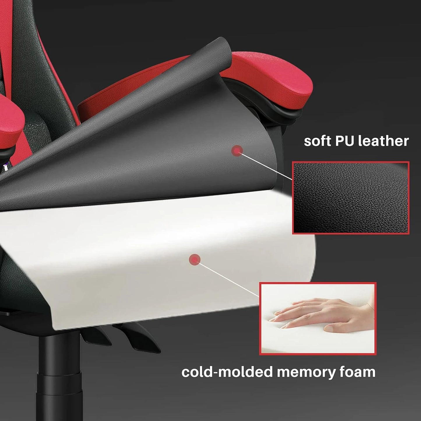 Gaming Chair Ergonomic Lumbar Cushion Headrest Adjustable