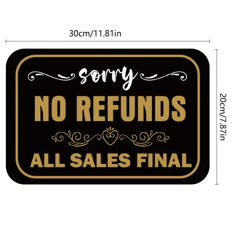 Wall Sign No Refunds All Sales Final