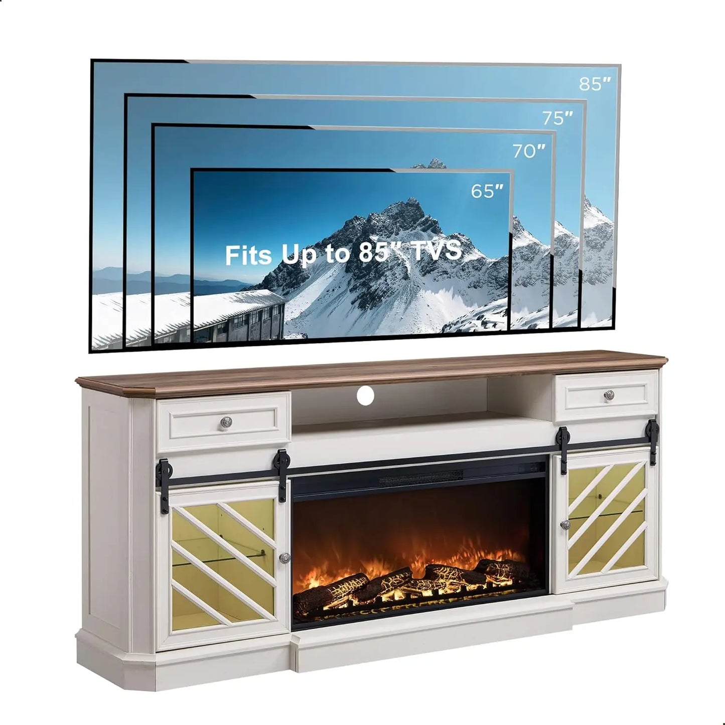 Console Set Electric Fireplace TV Stand Bookcase