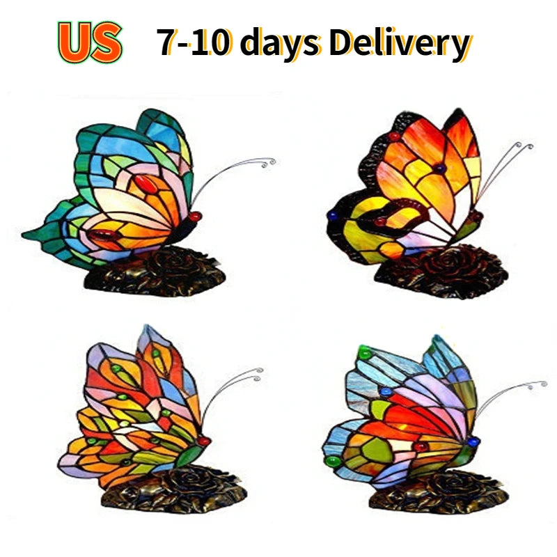 Butterfly Tiffany Lamp Table Desk LED