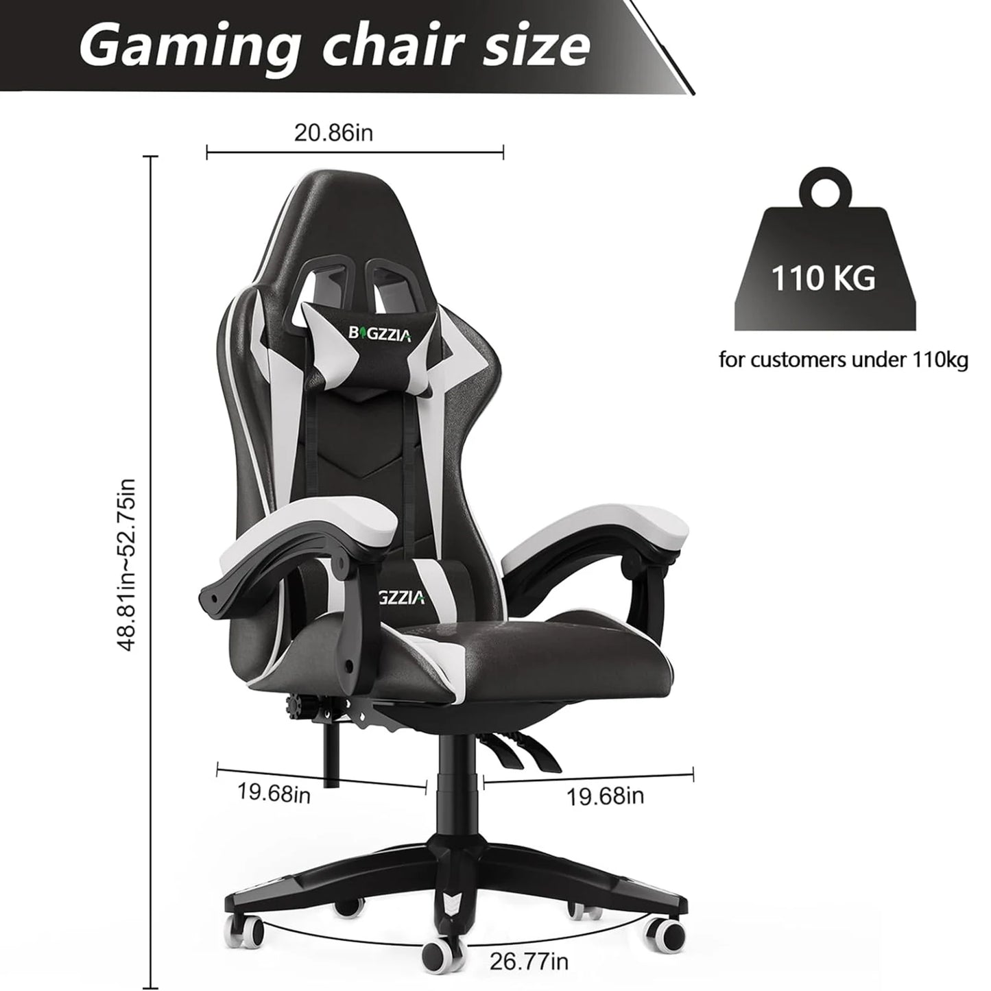 Gaming Chair Ergonomic Lumbar Cushion Headrest Adjustable