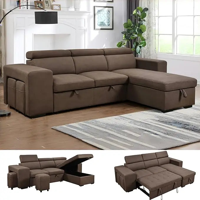 Sofa Sectional Sleeper Pullout Bed Storage Chaise