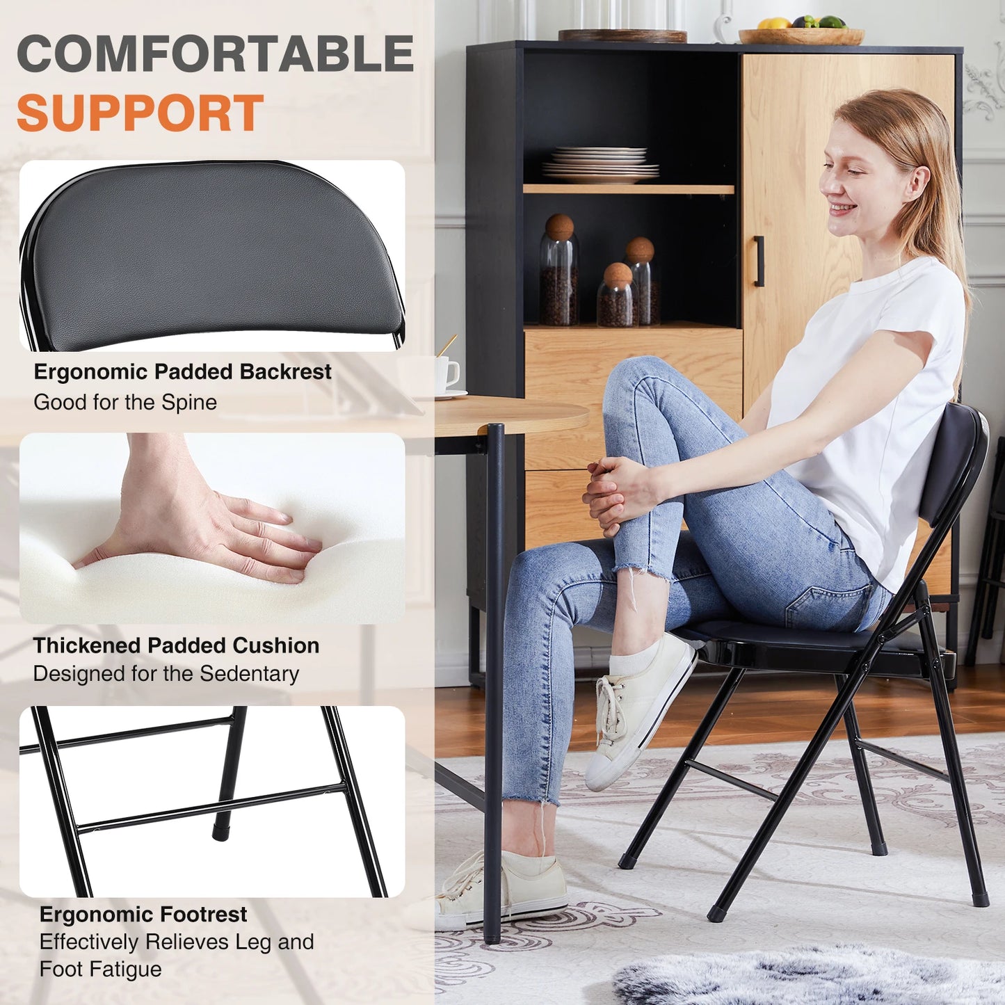 Folding Chairs Leather Padded Outdoor Home Office