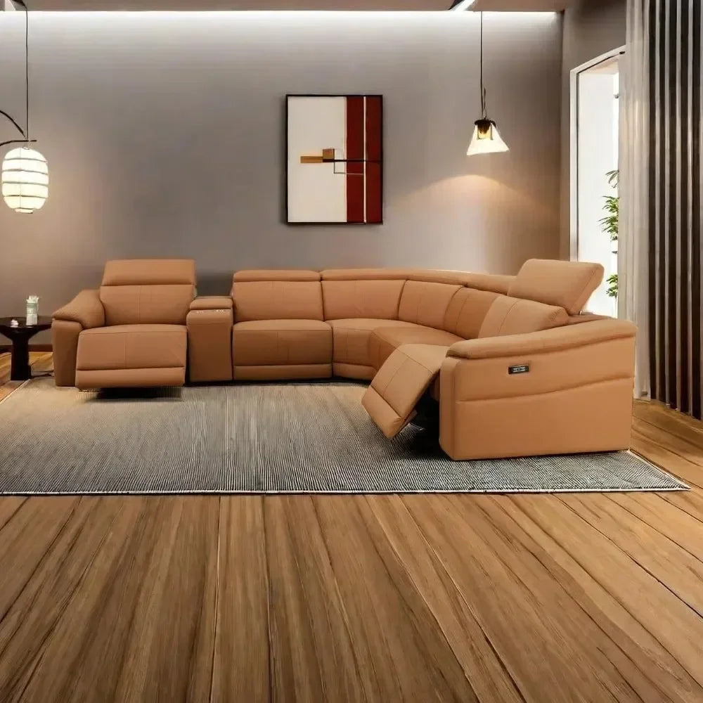Power Recliner Sofa, Sectional, USBs, Leather, Console