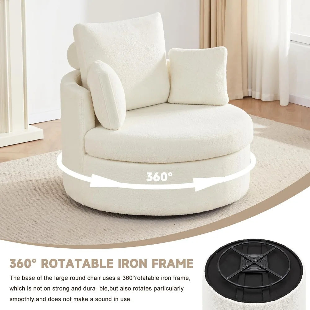 Swivel Chair Storage Round Oversized 3 Pillows