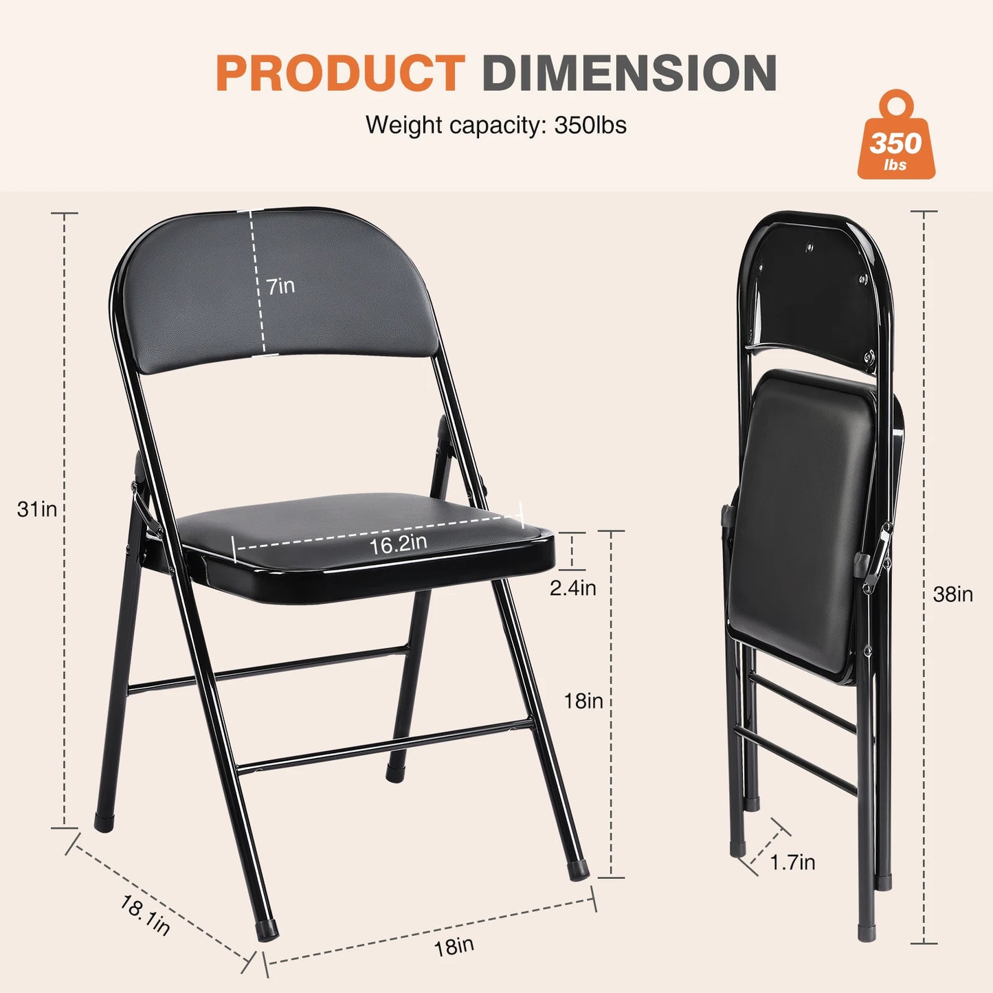 Folding Chairs Leather Padded Outdoor Home Office