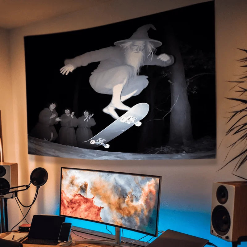 Skateboarding Old Man Tapestry Sports