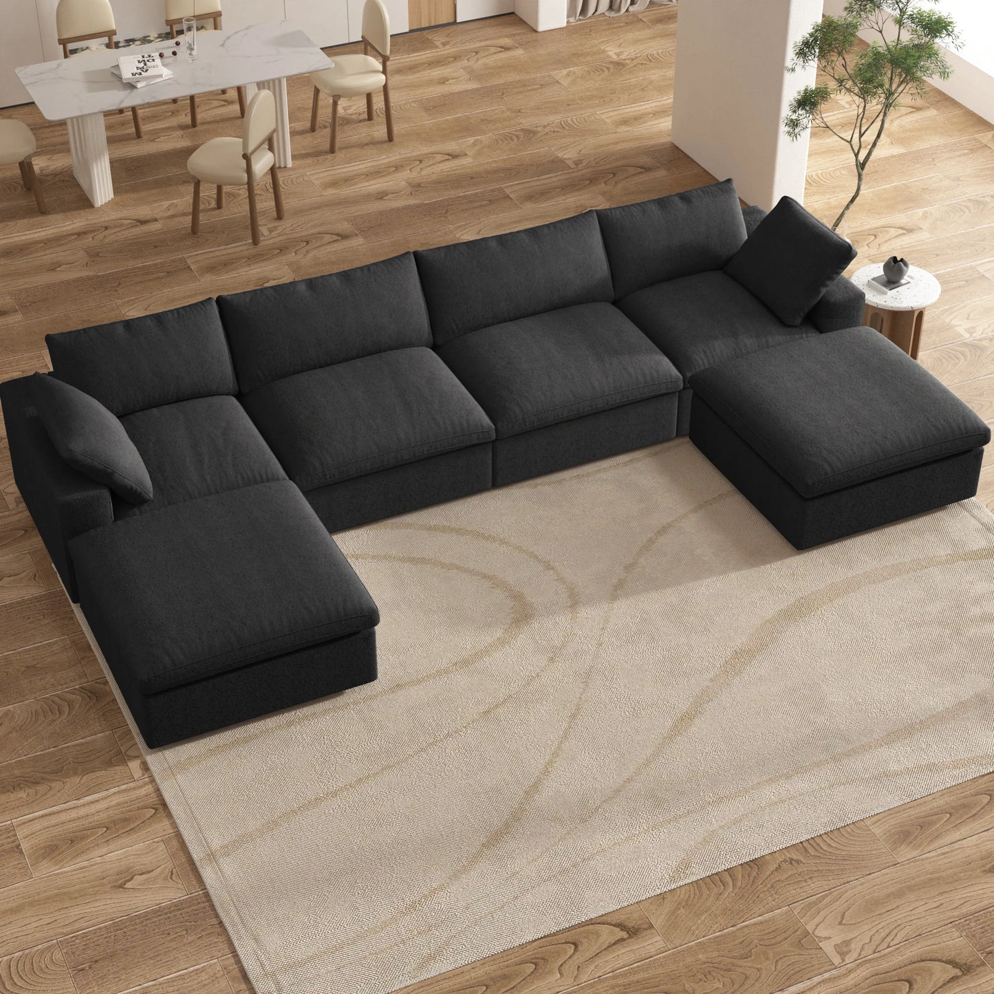 Sectional, Storage Ottomans, U-Shaped Wide Deep Seat