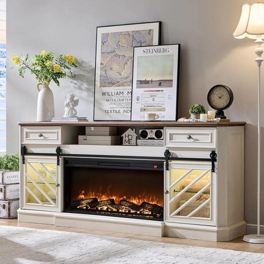 Console Set Electric Fireplace TV Stand Bookcase