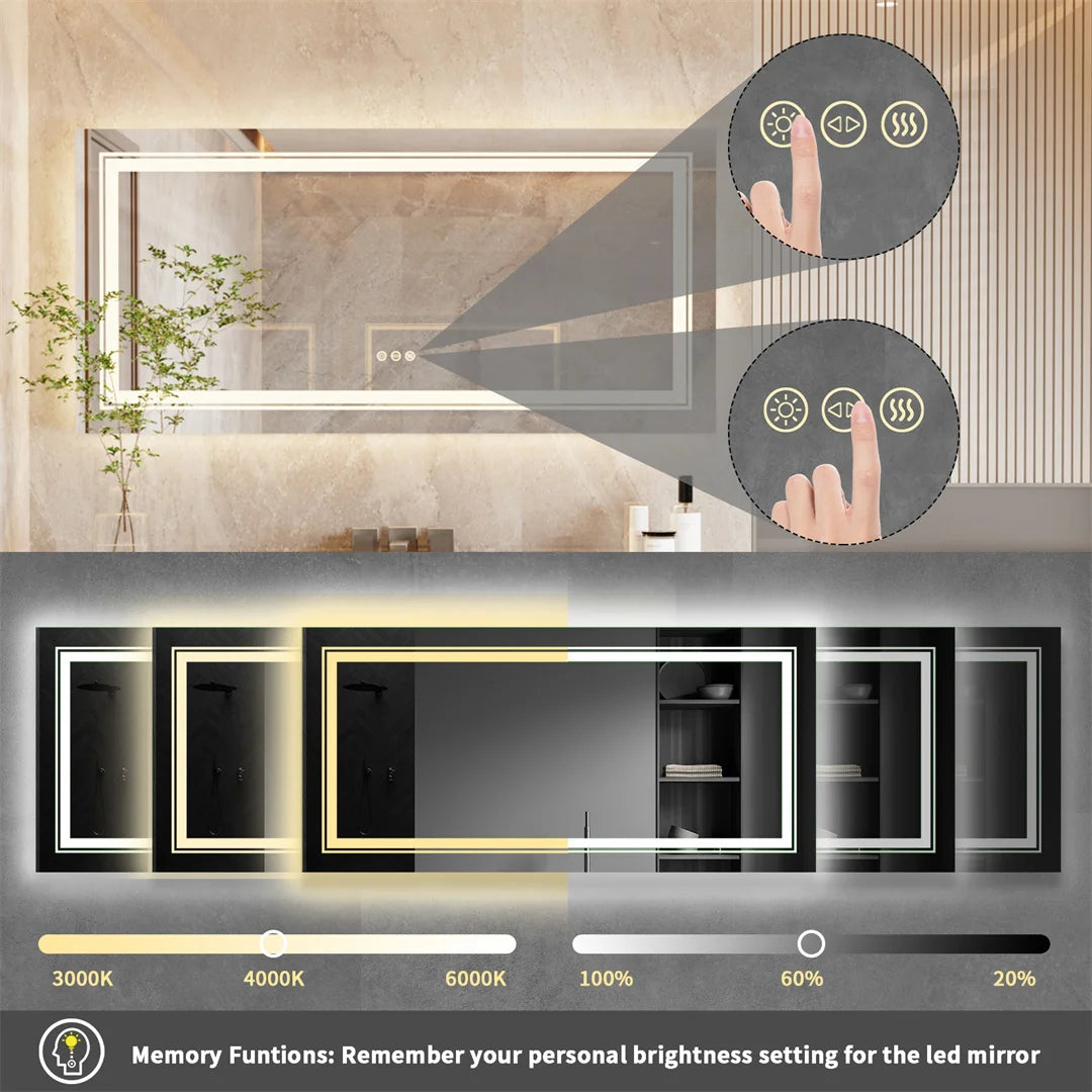 Illuminate Mirror, Bathroom Double Sink, Full Length