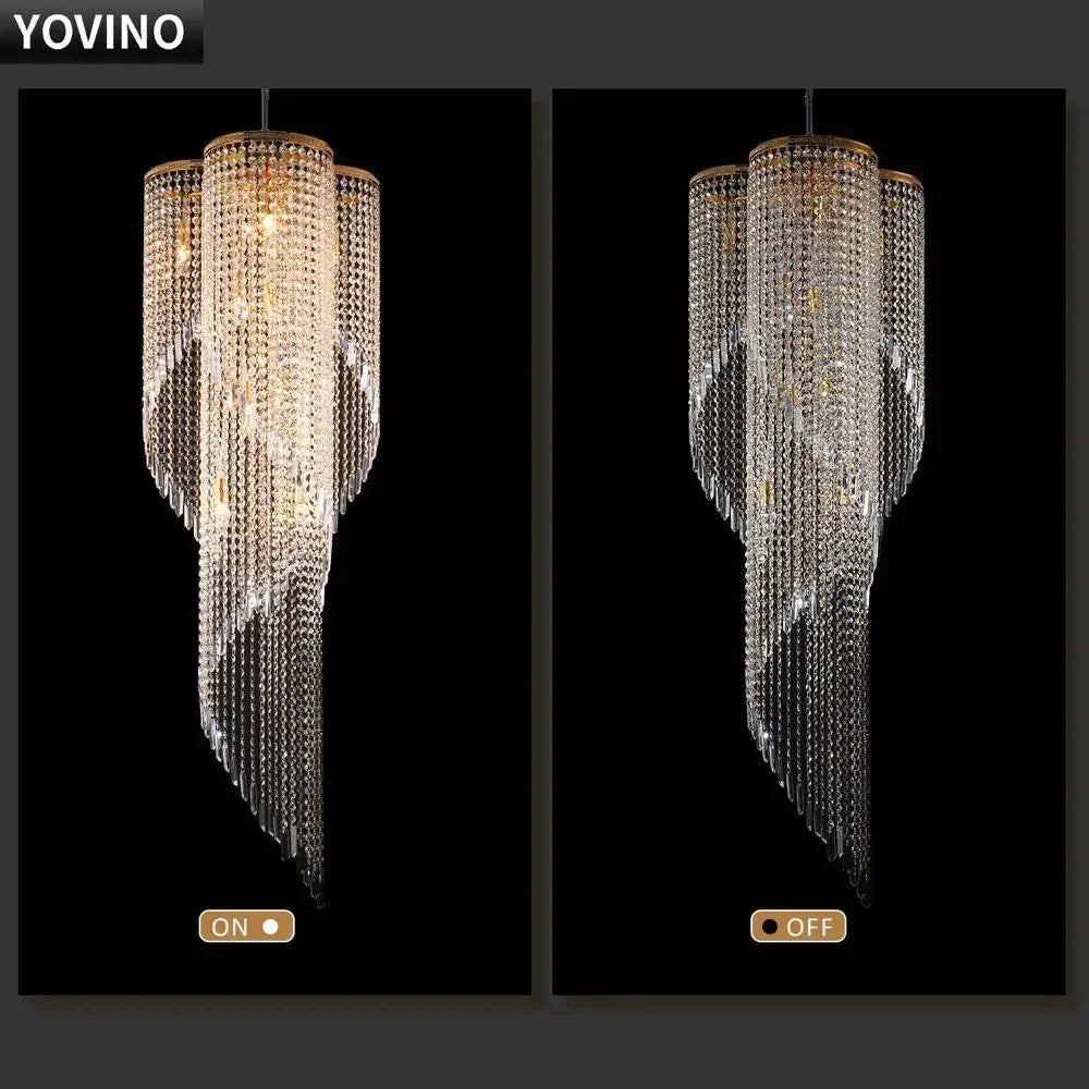 Chandelier Luxury 9-Light Crystal Spiral Beaded