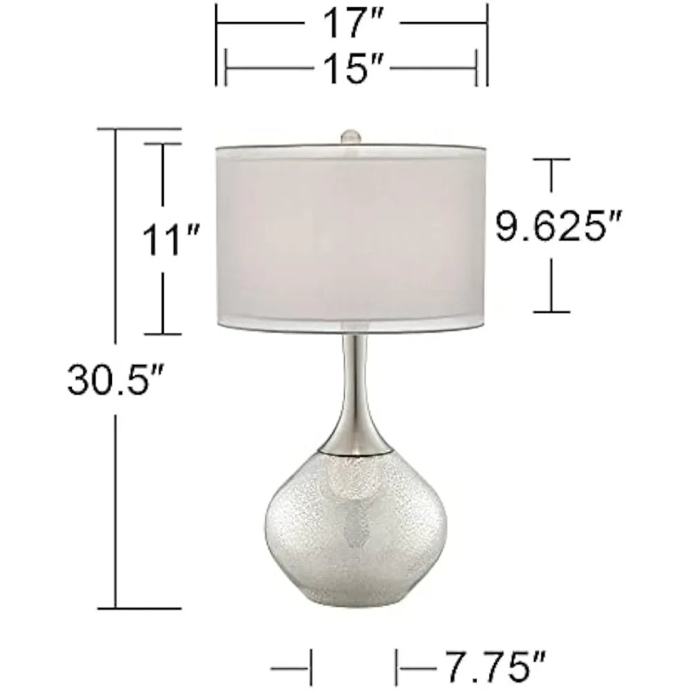 Table Lamp Mercury Glass Chrome Metal Neck