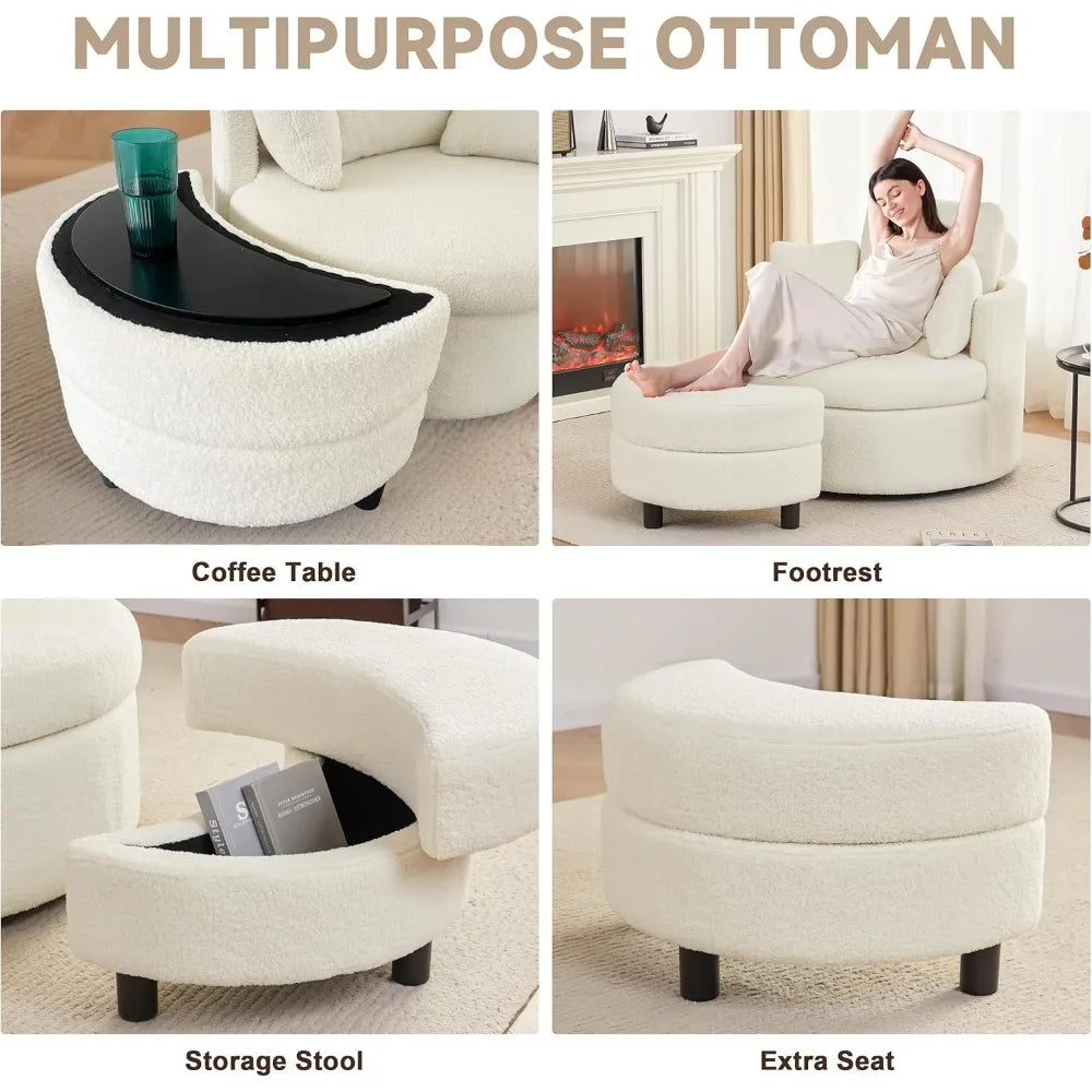 Swivel Chair Storage Round Oversized 3 Pillows