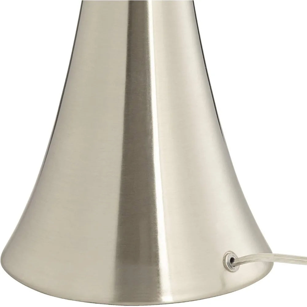 Table Lamps, Hourglass Silver Metal, Drum Shade
