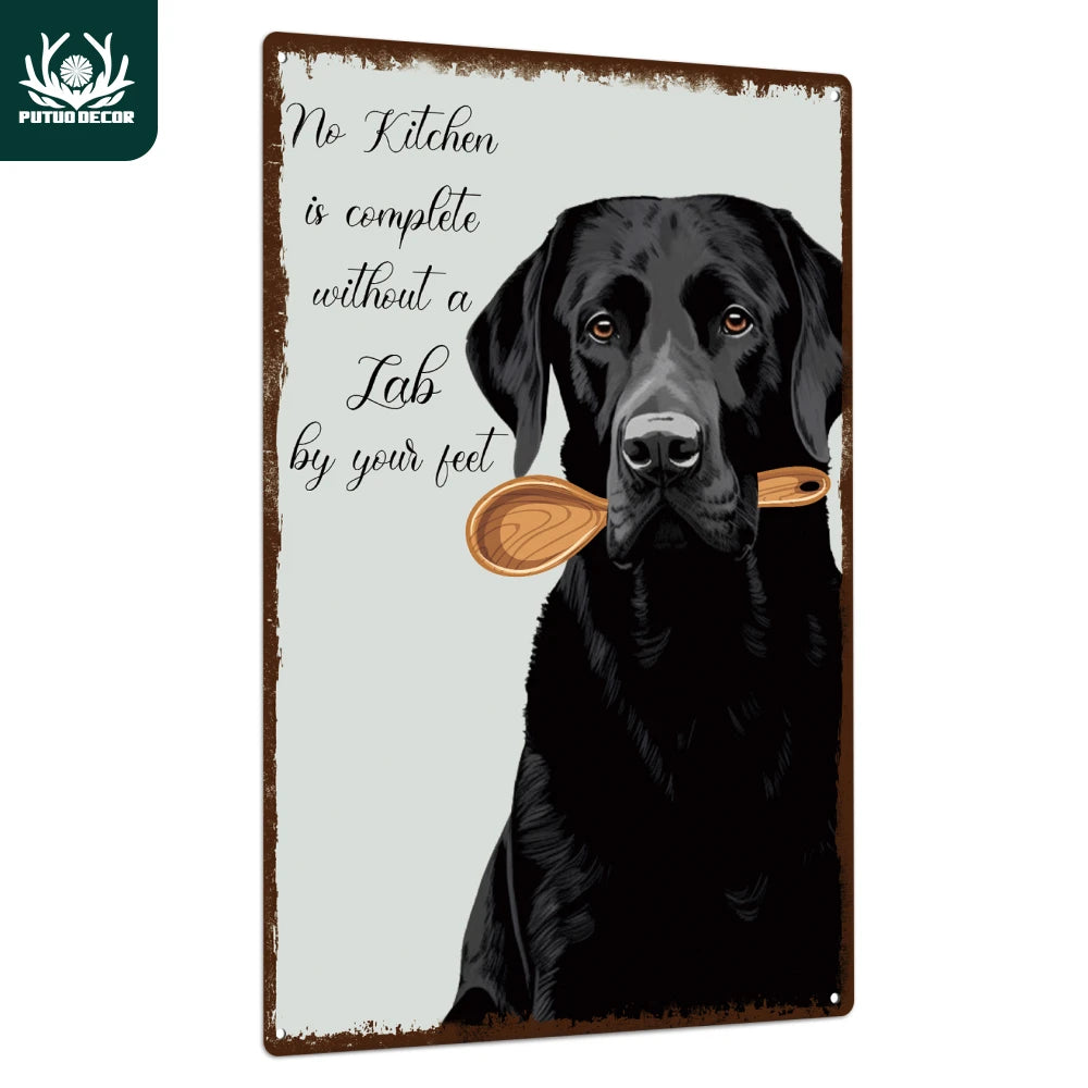Black Dog Metal Sign Retro Wall Art