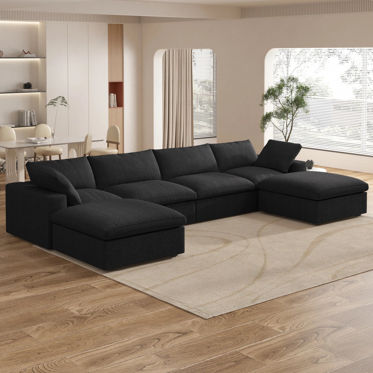Sectional, Storage Ottomans, U-Shaped Wide Deep Seat