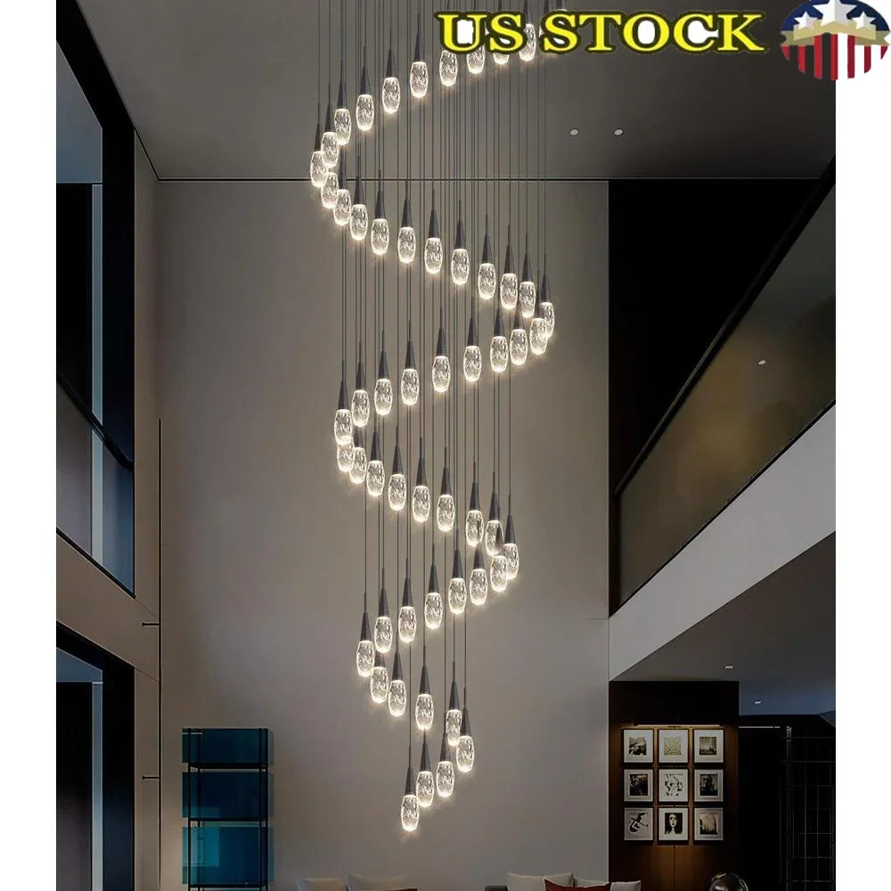 Chandelier Large LED Crystal Bubble Foyer Ceiling