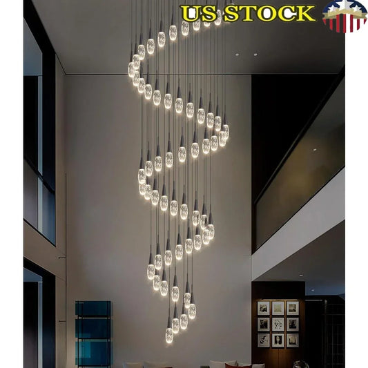 Chandelier Large LED Crystal Bubble Foyer Ceiling