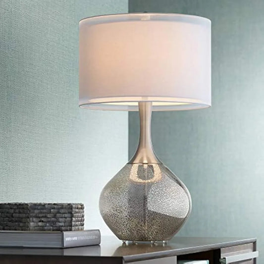 Table Lamp Mercury Glass Chrome Metal Neck