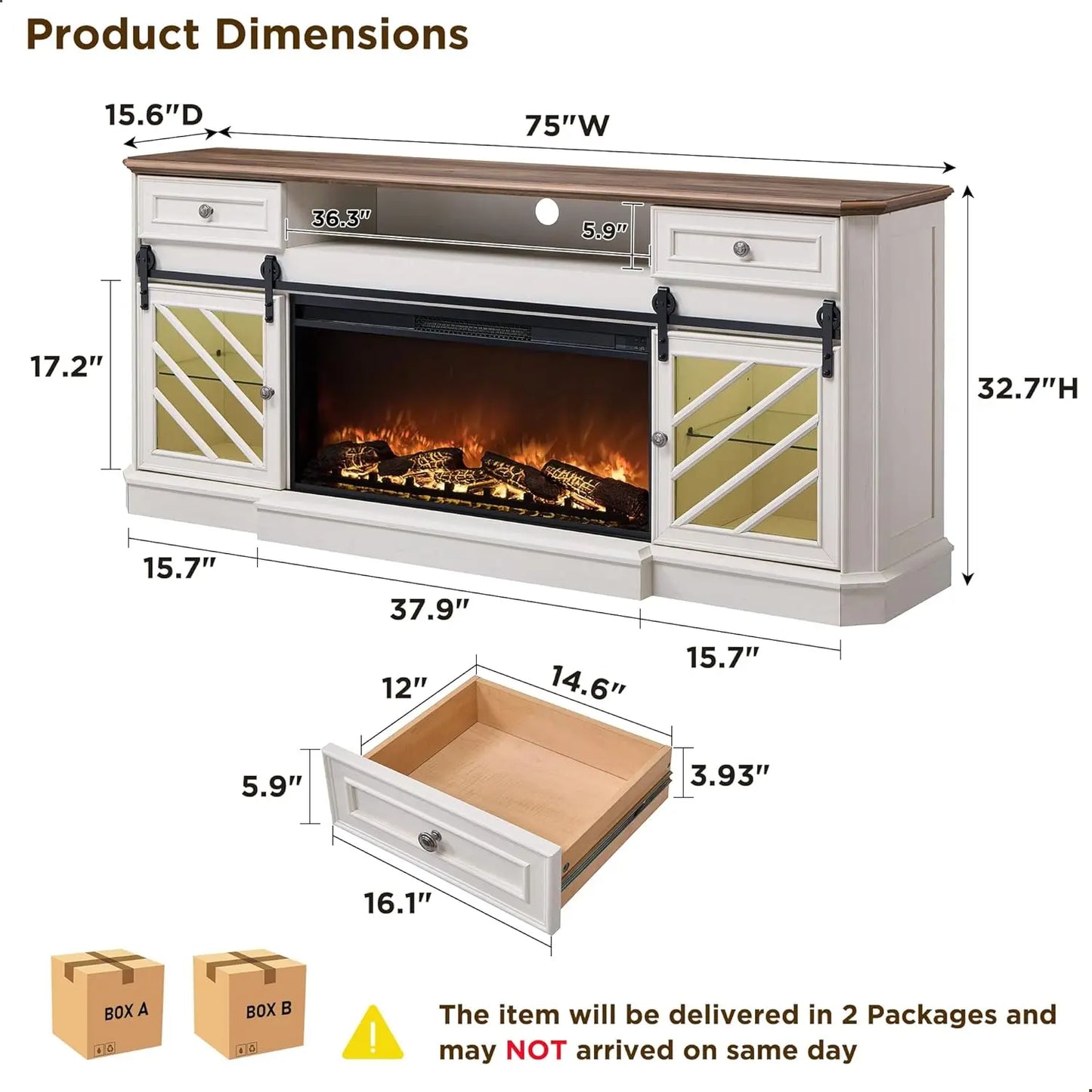 Console Set Electric Fireplace TV Stand Bookcase