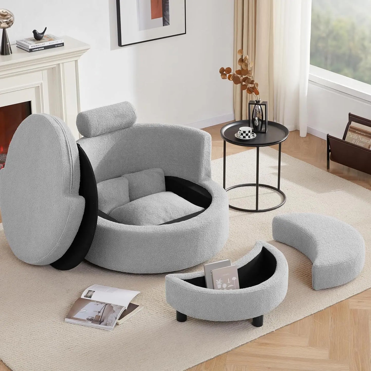 Swivel Chair Storage Round Oversized 3 Pillows