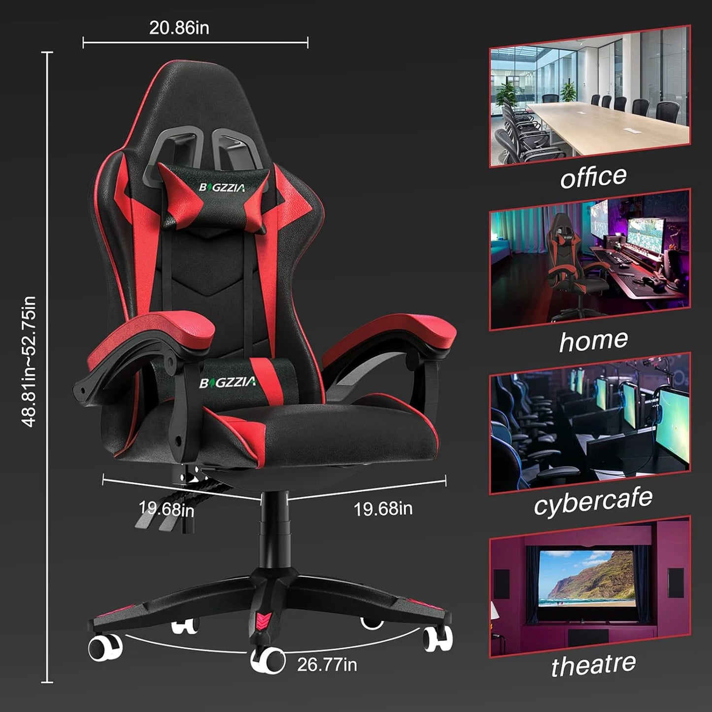 Gaming Chair Ergonomic Lumbar Cushion Headrest Adjustable
