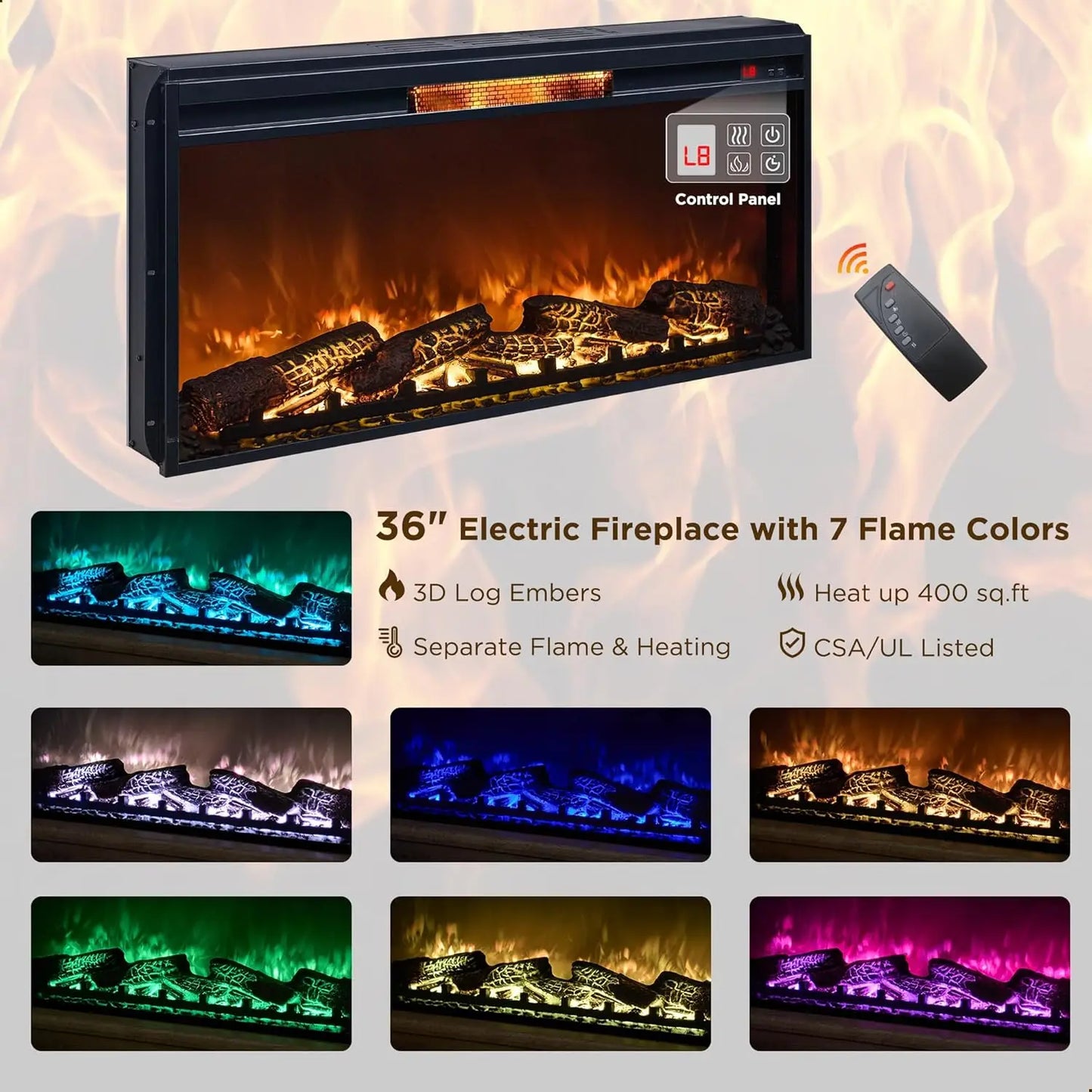 Console Set Electric Fireplace TV Stand Bookcase