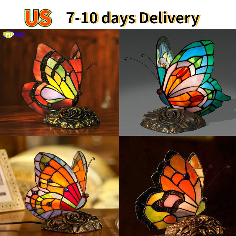 Butterfly Tiffany Lamp Table Desk LED