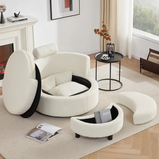 Swivel Chair Storage Round Oversized 3 Pillows