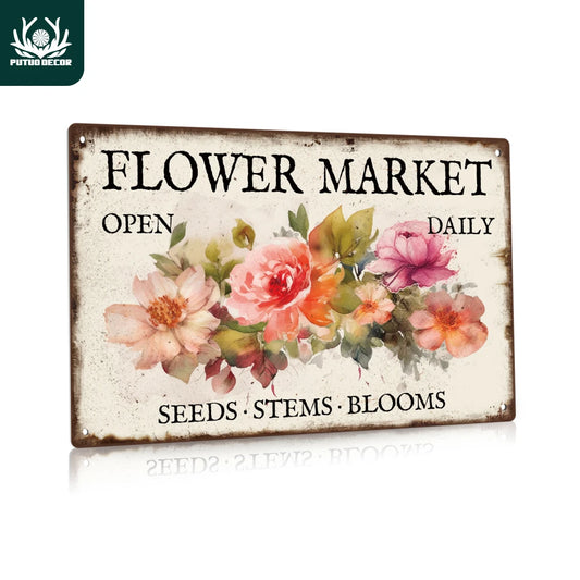 Flower Metal Sign Vintage Retro Decor