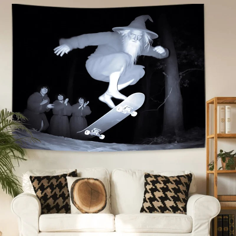 Skateboarding Old Man Tapestry Sports