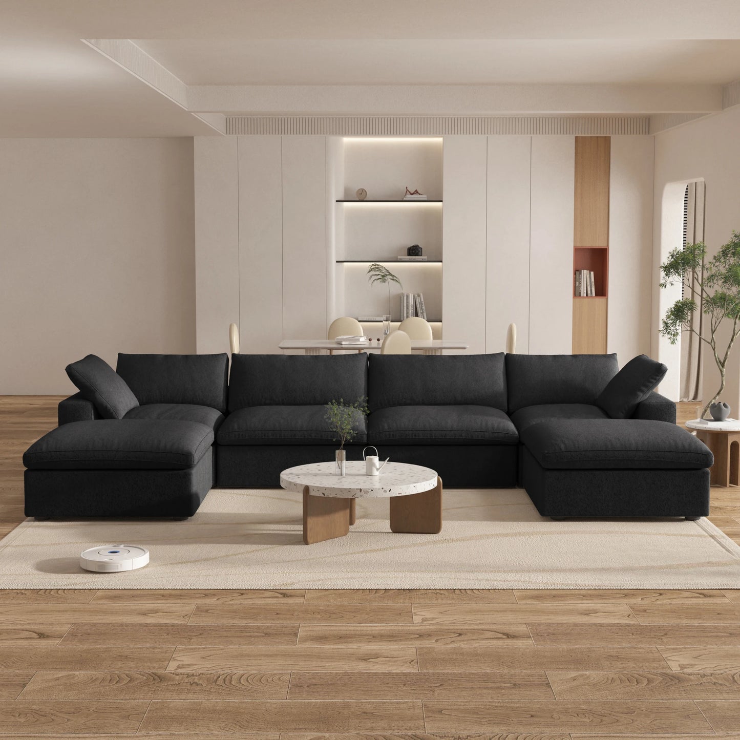 Sectional, Storage Ottomans, U-Shaped Wide Deep Seat