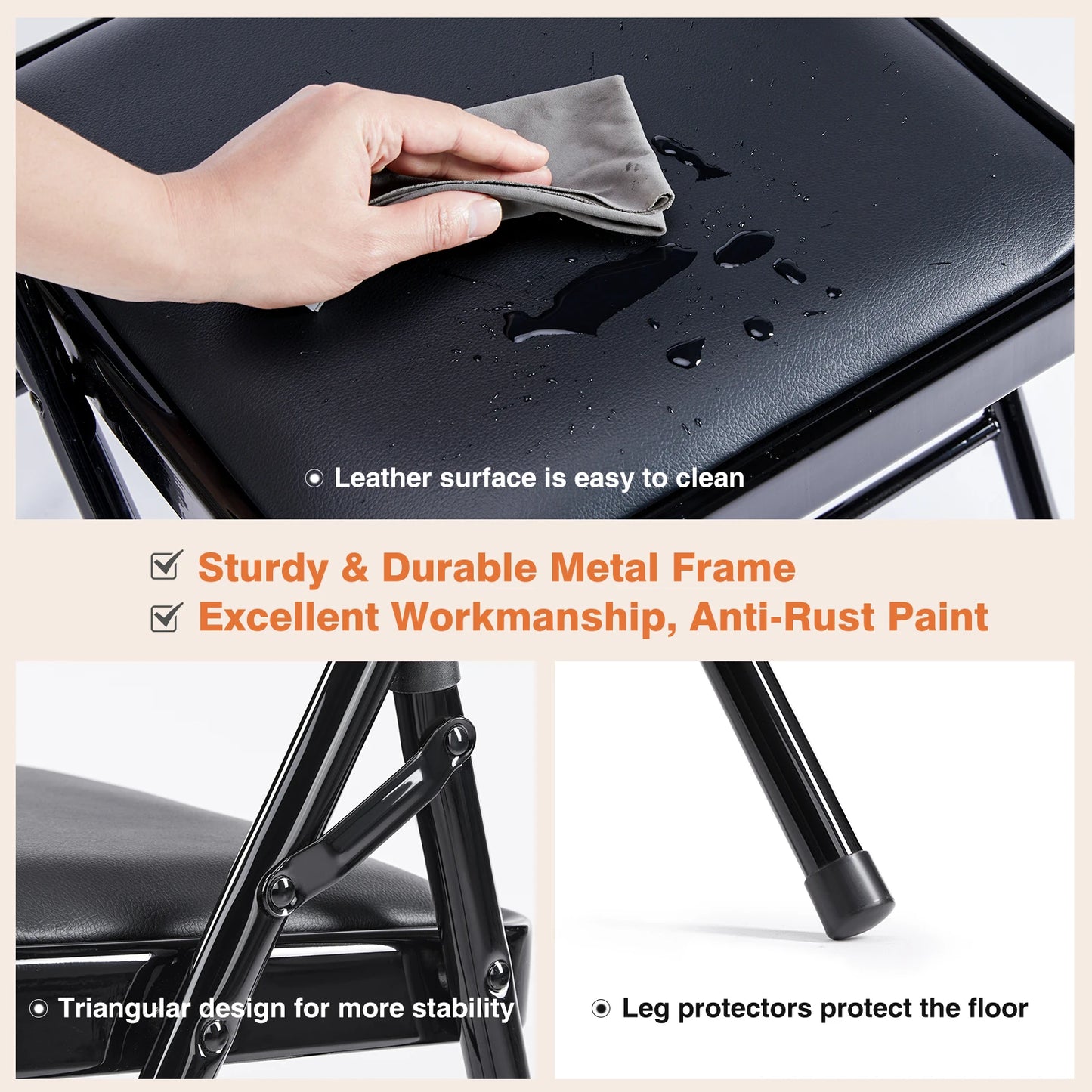 Folding Chairs Leather Padded Outdoor Home Office
