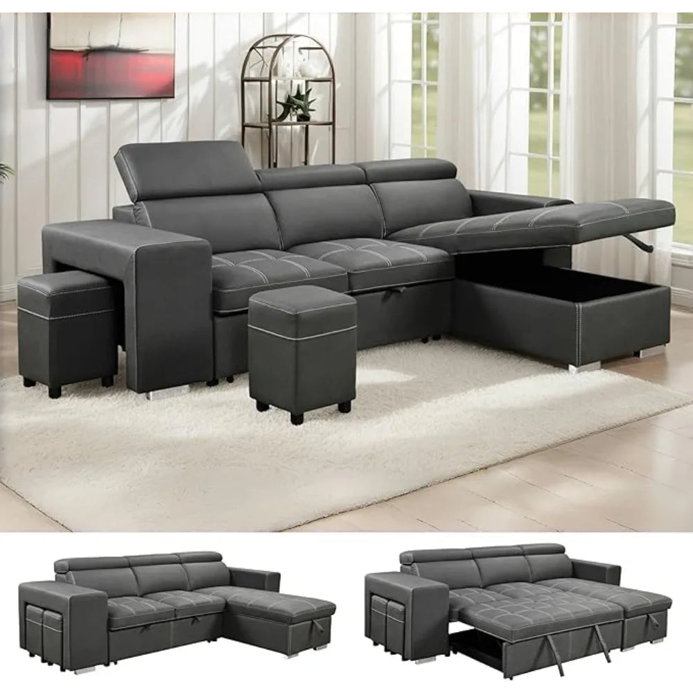 Sofa Sectional Sleeper Pullout Bed Storage Chaise