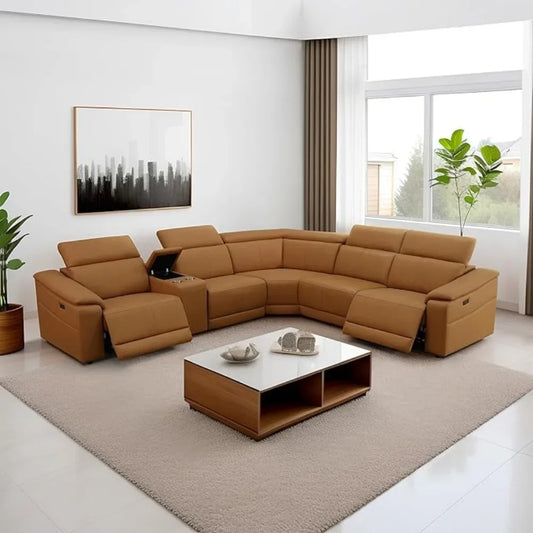 Power Recliner Sofa, Sectional, USBs, Leather, Console